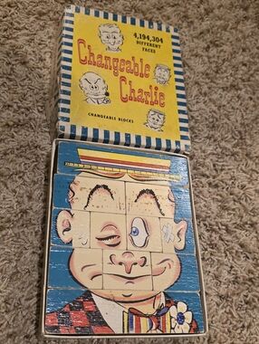 Vintage 1948 "Changeable Charlie" vintage wooden block puzzle